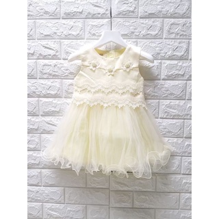 (ส่งจากไทย เร็ว1-2วัน) CUTELOOK ชุดราตรีเด็ก แขนกุด สีเหลืองอ่อน กระโปรงมุ้ง กุ๊นขอบ ซิปหลังมีซับใน
