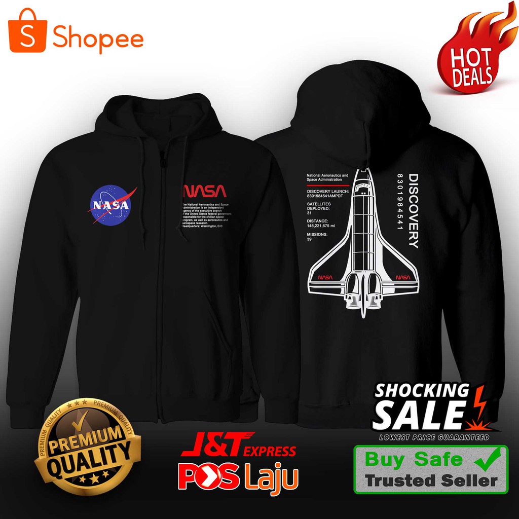[GILDAN] เสื้อฮู้ด Gildan NASA Roket Custom Design Black>ไซส์ XS ถึง 2XL