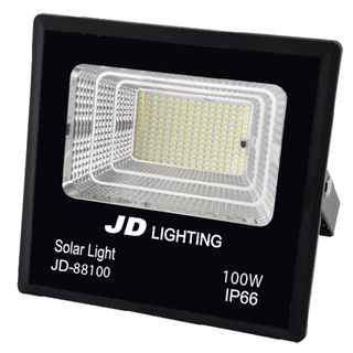 JD โคมไฟสปอร์ตไลท์โซลาร์เซลล์ 100W พร้อมรีโมท รุ่น JD-88100-3000K แสงวอร์มไวท์