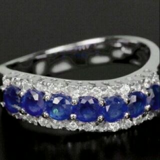 แหวนเงินแท้ 92.5 พลอยไพลิน Blue sapphire น้ำหนัก 2.31กะรัต สวยมากค่ะ