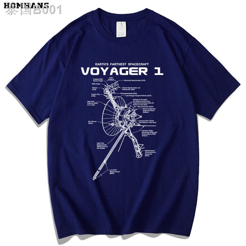ผลิตภัณฑ์ใหม่👕B001Honghan Space Exploration NASA Voyager 1 เสื้อยืดที่ระลึกผ้าฝ้ายบุรุษและสตรี Casua