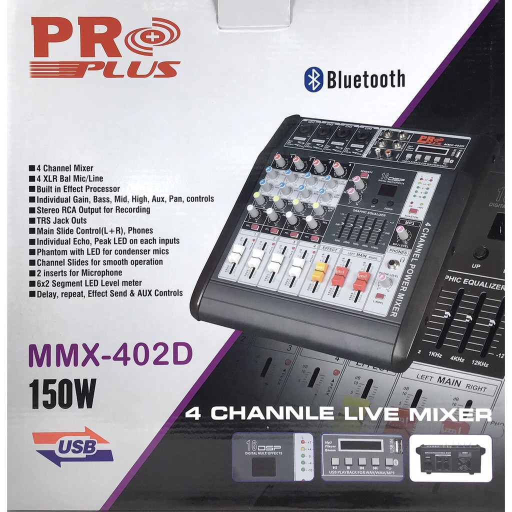 ฟรีค่าส่ง PROPLUS PMX402D เพาเวอร์มิกเซอร์ 4ช่อง พาวเวอร์มิกซ์ เอฟเฟค PROPLUS PMX-402D