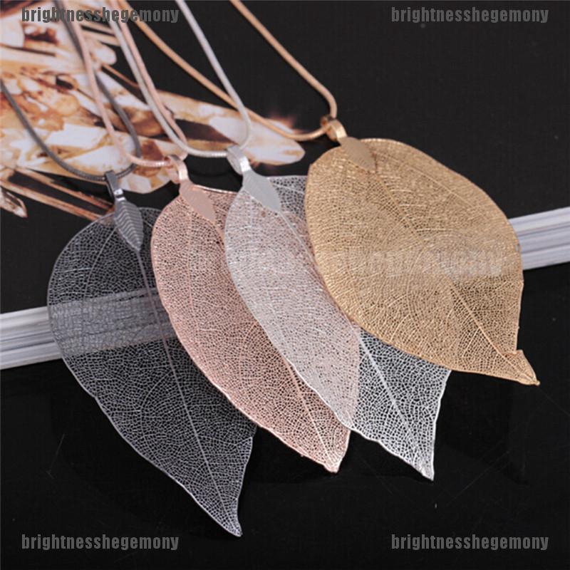 BMTH Long Necklace Jewelry Pendants Leaves Leaf Pendant Long Sweater