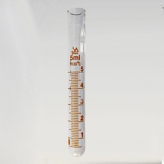 หลอดทดลองมีสเกล 5 มิลลิลิตร (5 ชิ้น/ชุด) Test Tube with Stopper and Graduation 5 ml. (5 pieces)