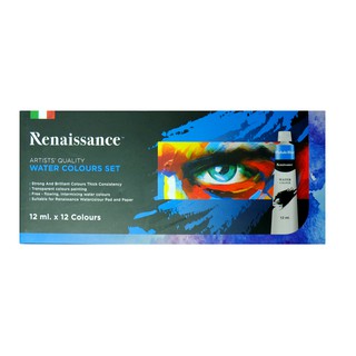 สีน้ำ 12/24 สี 12ml ตรา Renaissance Water Colours Set