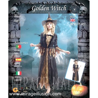 ชุดแฟนซี แม่มด สีทอง - ดำ สำหรับผู้ใหญ่ Golden Witch Costume