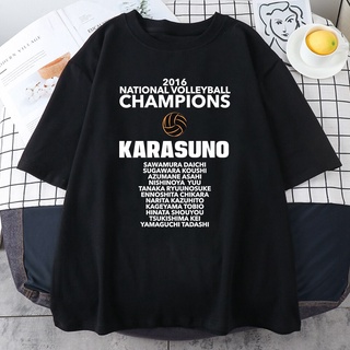 ผ้าฝ้ายแท้เสื้อยืด แบบนิ่ม พิมพ์ลายอนิเมะ Haikyuu Karno ทรงหลวม สําหรับผู้ชายS-4XL