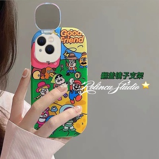 เคสโทรศัพท์มือถือ แบบกระจก ฝาพับ ลายการ์ตูนอนิเมะ World สําหรับ iPhone 13 Pro Max 12 Pro Max 11 Pro Max Xs Max XR 7 8 Plus