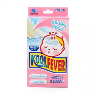 KOOLFEVER แผ่นเจลลดไข้ บรรเทาอาการไข้ด้วยวิธีธรรมชาติ ติดแน่น ไม่เลื่อนหลุด สำหรับเด็กเล็ก 6 แผ่น