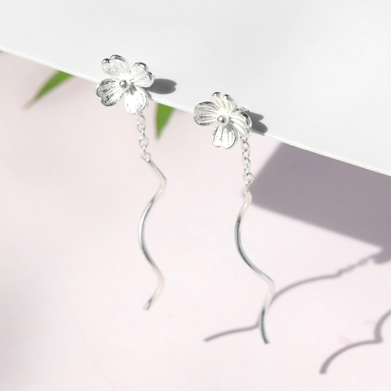 ต่างหูเงิน Korea Flower Silver Earrings Dangle Drop Simple Fashion Long Earring Women Girl Jewelry Accessories – – >>> 🇹🇭 Top1Thailand 🛒 >>> shopee.co.th 🇹🇭 🇹🇭 🇹🇭🛒🛍🛒