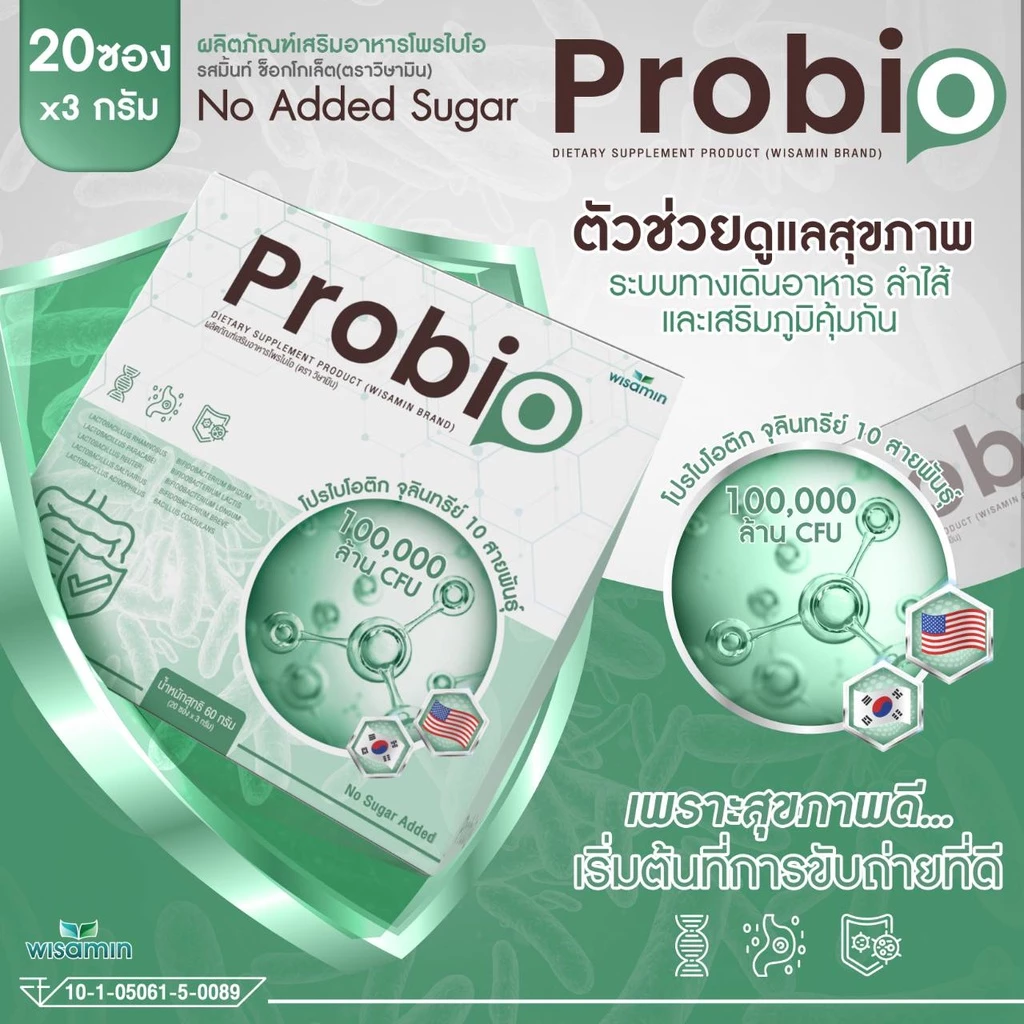 (1 แถม 1) Pro bio โพรไบโอ รสช็อกโกแลตมินท์ จุลินทรีย์ โพรไบโอติกส์ จากเกาหลี-อเมริกา (ตราวิษามิน) แพคคู่ 2 กล่อง 40 ซอง thumbnail 4