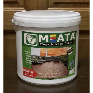 สีย้อมไม้ (สำหรับงานพื้นไม้ พื้นไฟเบอร์ซีเมนซ์) (สูตรน้ำ)กึ่งเงา Meata Decking ไม่มีกลิ่นฉุน (3.785 ลิตร)