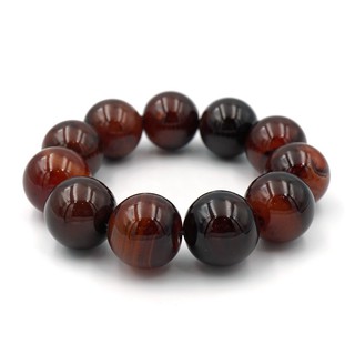 CARNELIAN หินคาร์เนเลี่ยน โทนเข้ม ขนาด 18 มม. สร้อยข้อมือหินแท้ by siamonlineshop