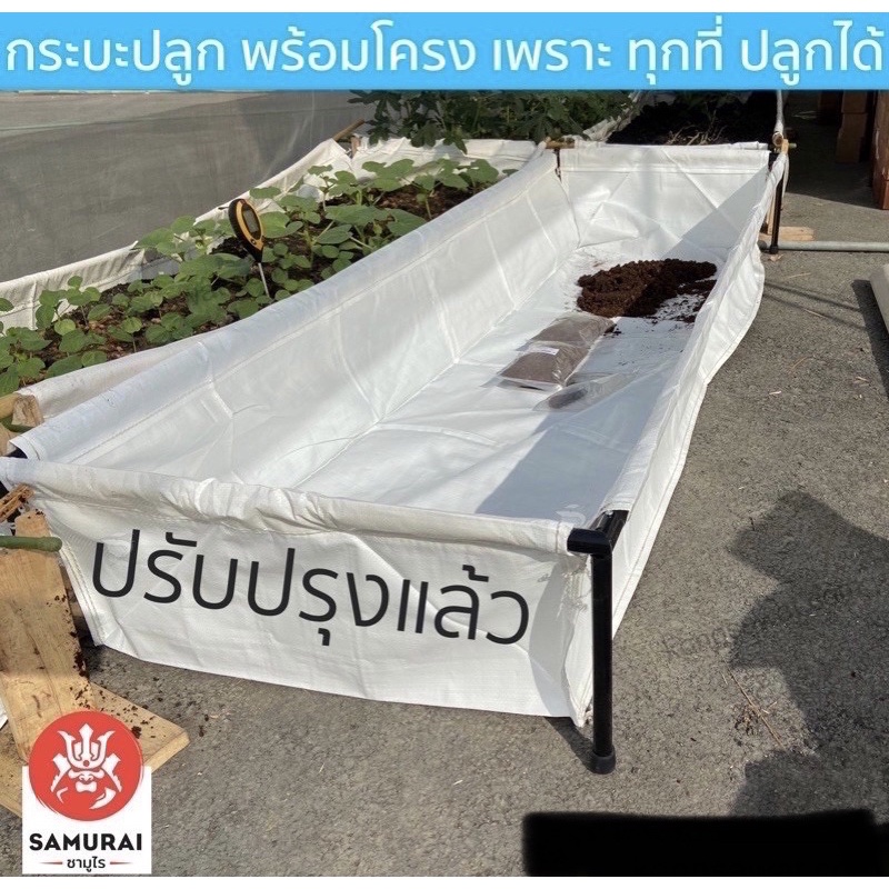 ( 7 ^ o^ 7)ค่าส่งถูก!!! กระบะปลูกผักพร้อมโครงเหล็ก ขนาด 0.6x2x0.3 เมตร