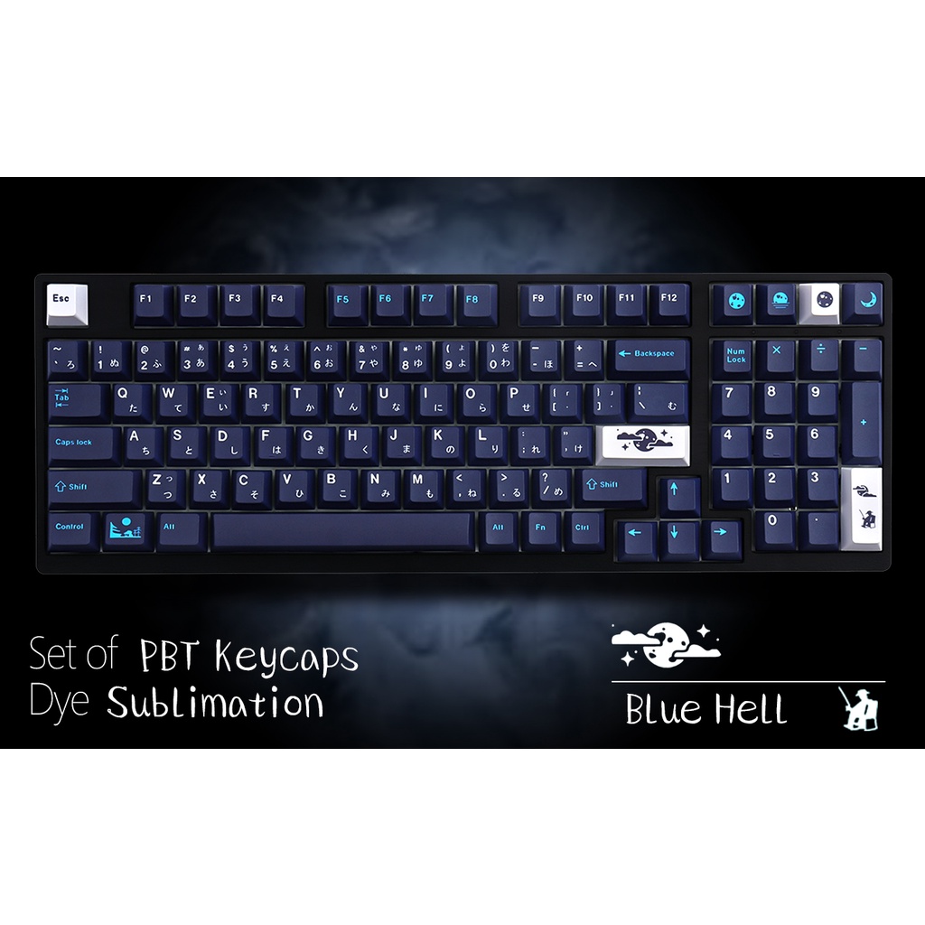 GMK Blue Moon keycaps, 129 คีย์ keycaps Cherry Profile DYE-SUB ส่วนบุคคล GMK Striker Keycaps สำหรับค