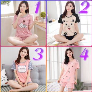 ชุดนอนเสื้อ+กางเกงขาสั้น ลายการ์ตูน💖💖