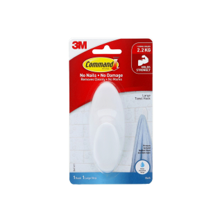 3M Command™ Bath Large Towel Hook, BATH17, Water Resistant, Holds 2.2 KG 3เอ็ม คอมมานด์™ ตะขอแขวนผ้าเช็ดตัว พร้อมเทปกาวทนน้ำ ทนความชื้น รับน้ำหนัก 2.2 กก.