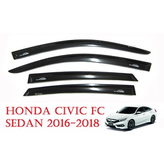(4ชิ้น) กันสาดประตู รถยนต์ ฮอนด้า ซีวิค 4ประตู ปี 2016 - 2022 สีดำ HONDA CIVIC Windshield กันสาด กันฝน ของแต่งซีวิค AO
