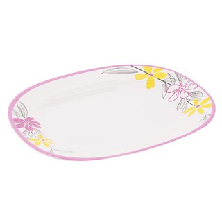 ราคาพิเศษ!! จานเปล รุ่น P010-SQ ลายดอกไม้สีชมพู 10 นิ้ว Plate Pink/Yellow Flowered M Pattern No.P010-SQ Size 10 IN.