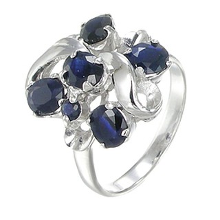 แหวนพลอยไพลินสีน้ำเงินเข้ม (Blue Sapphire) เงินแท้ 92.5 %  รุ่น1271