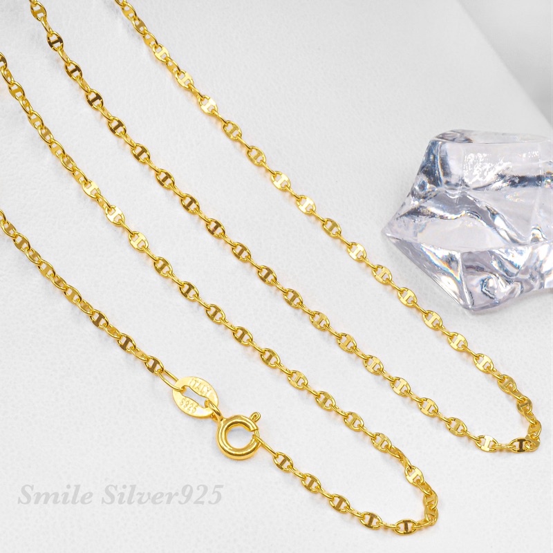 สร้อยคอเงินแท้ 92.5% Italy ชุบทอง 18k ลายGG ขนาด 1.9mm