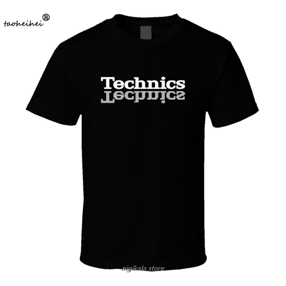 Round Technics Dj 1200 Turntable Music House Techno เสื้อยืดอิเล็กทรอนิกส์การ์ตูน