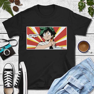 เสื้อยืด พิมพ์ลายกราฟิก My Hero Academia Deku Eat This Funny Izuku Midoriya Bnha สีดํา A2