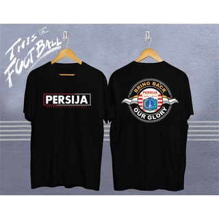 คอลูกเรือเสื้อยืด พิมพ์ลาย Persija Bring Back Glory สีดํา สําหรับผู้ชาย และผู้หญิงS-5XL