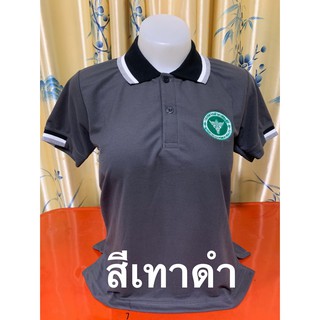 สีเทาดำคอปกโปโล เสื้อยืดทำงานปักตราสาธารณสุข ตรากระทรวง  เสื้อทำงาน โรงพยาบาล อนามัย รพ.สต. อ.ส.ม.หญิง-ชาย
