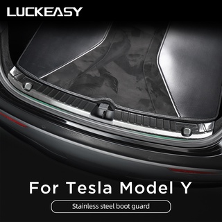 Tesla อุปกรณ์เสริมLUCKEASY Stainless steel trunk inner guard for Tesla Model Y 2022 Car Inner Rear Bumer Guard late Cove