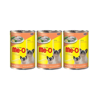 มีโอ อาหารกระป๋อง รสปลาทู 400 กรัม (3 กระป๋อง) Me-O canned food mackerel flavor 400 g. (3 cans)