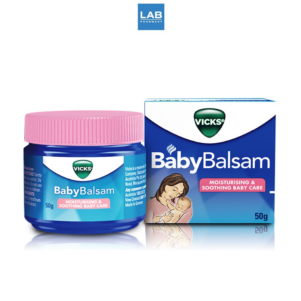Vicks Baby Balsam 50g. - วิคส์ เบบี้ บัลแซม วิคสูตรเบบี้อ่อนโยนสำหรับเด็กและทารกอายุ3เดือนขึ้นไป