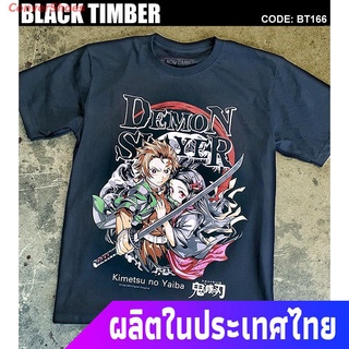 เสื้อยืดลำลอง BT 166 Demon Slayer เสื้อยืด สีดำ BT Black Timber T-Shirt ผ้าคอตตอน สกรีนลายแน่น S M L XL XXL Short sleeve