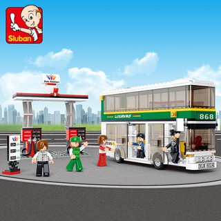 ProudNada Toys ของเล่นเด็ก ตัวต่อ ปั้มแก๊ซ รถบัส Sluban Gas Station 403 PCS M38-B0331