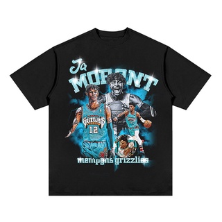 [S-5XL] เสื้อยืดแขนสั้น ทรงหลวม พิมพ์ลายบาสเก็ตบอล Grizzlies Ja Morant Ja Morant