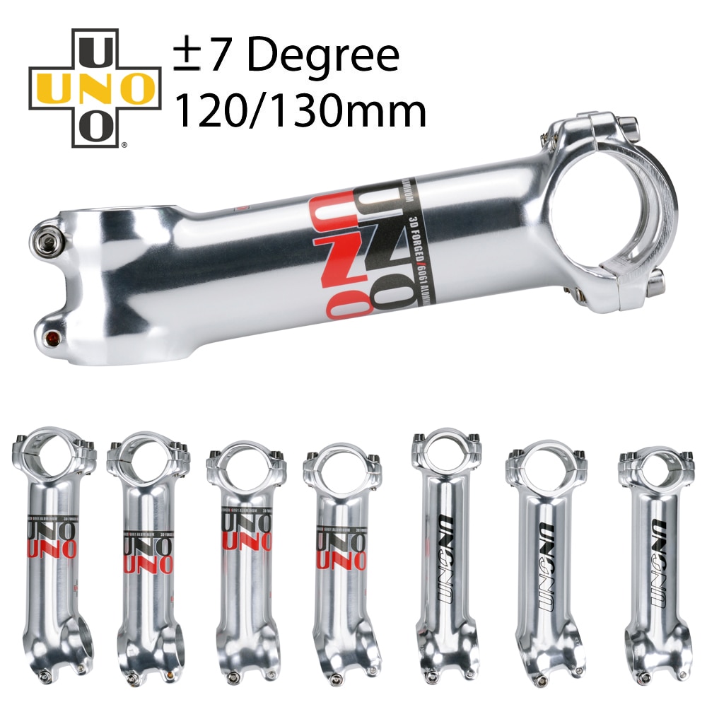 ก้านแฮนด์จักรยาน UNO ±7°17°/35° Silver Glossy ยาว mtb Stem 25.4/31.8 120 130 มม.จักรยานเสือภูเขา Stem จักรยานเสือหมอบอุปกรณ์เสริมอะไหล่