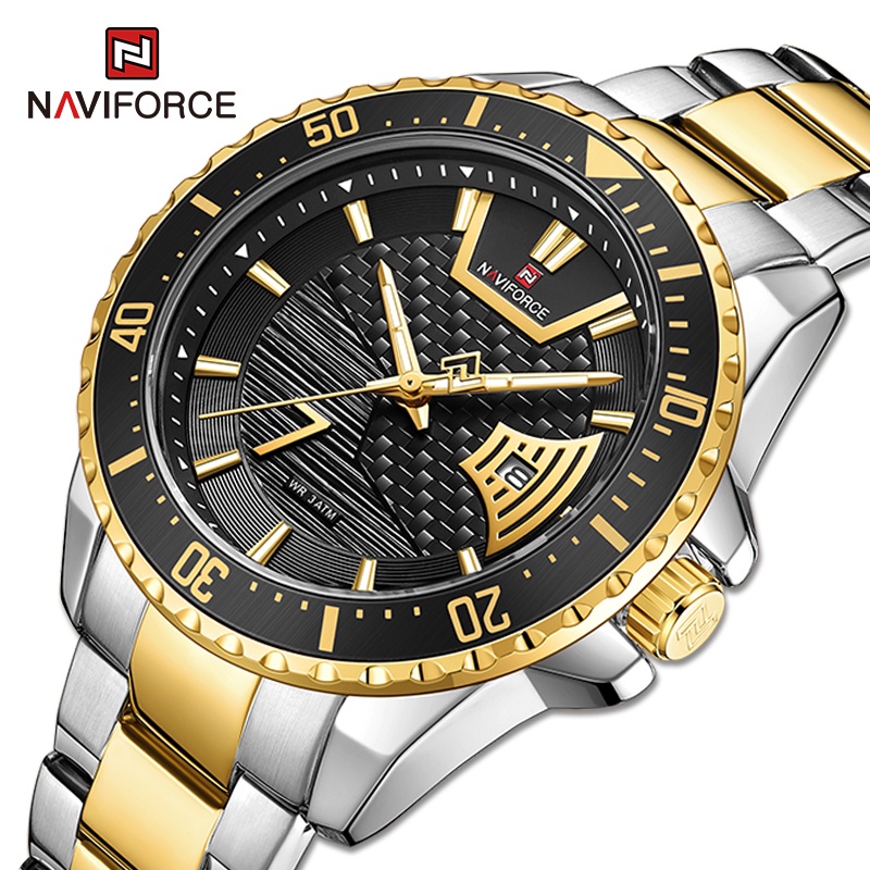 NAVIFORCE Men Luxury Watches Business Casual Gold WristWatch For Men ...