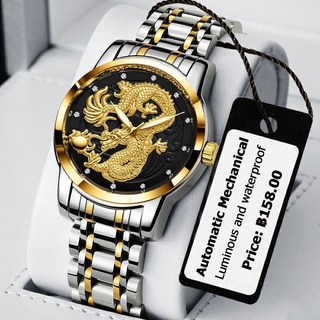 Swiss Genuine Automatic Mechanical Watch Mens Large Dial Waterproof Calendar Fashion Luminous Mechanical Steel Watch