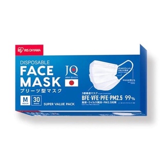 🇯🇵IRIS Ohyama 🇯🇵หน้ากากอนามัยไม่ทำให้เป็นสิว กันฝุ่นpm2.5 กันไวรัส สีขาว ไซซ์ M 30 ชิ้น