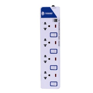 รางปลั๊กไฟ(มอก.) 4 ช่อง ยาว 3 เมตร สีขาว โตชิโน ET-914Power strip (TIS) 4 outlets, length 3 meters, white ToshiNo ET-914