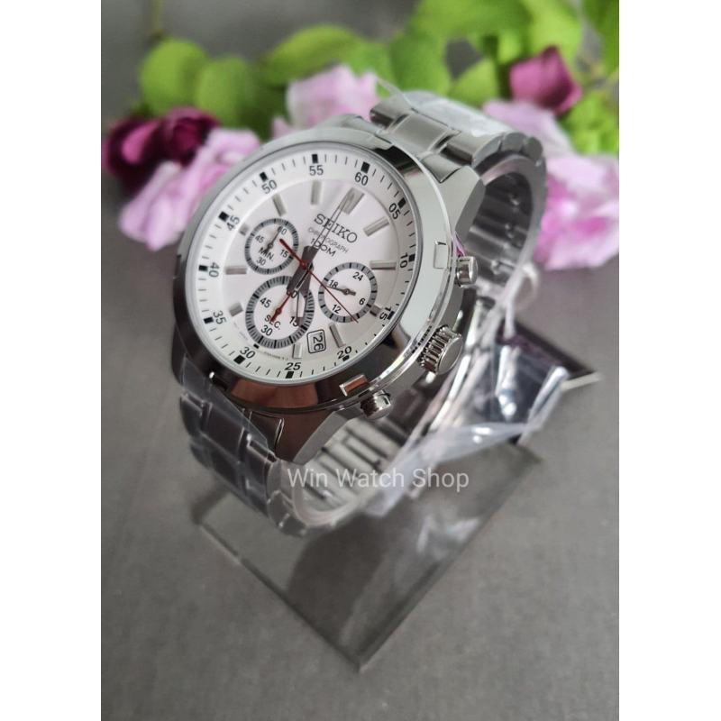 นาฬิกา Seiko Quartz Chronograph รุ่น SKS601P1 นาฬิกาผู้ชาย สายแสตนเลส หน้าปัดสีขาว สวยหรูรับประกันศูนย์ Seiko