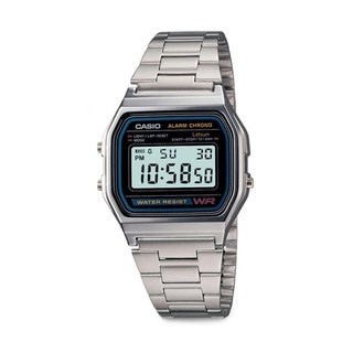 Casio นาฬิกาข้อมือผู้ชาย-ผู้หญิง สายสแตนเลส รุ่น A158WA-1DF,A158WA whP1