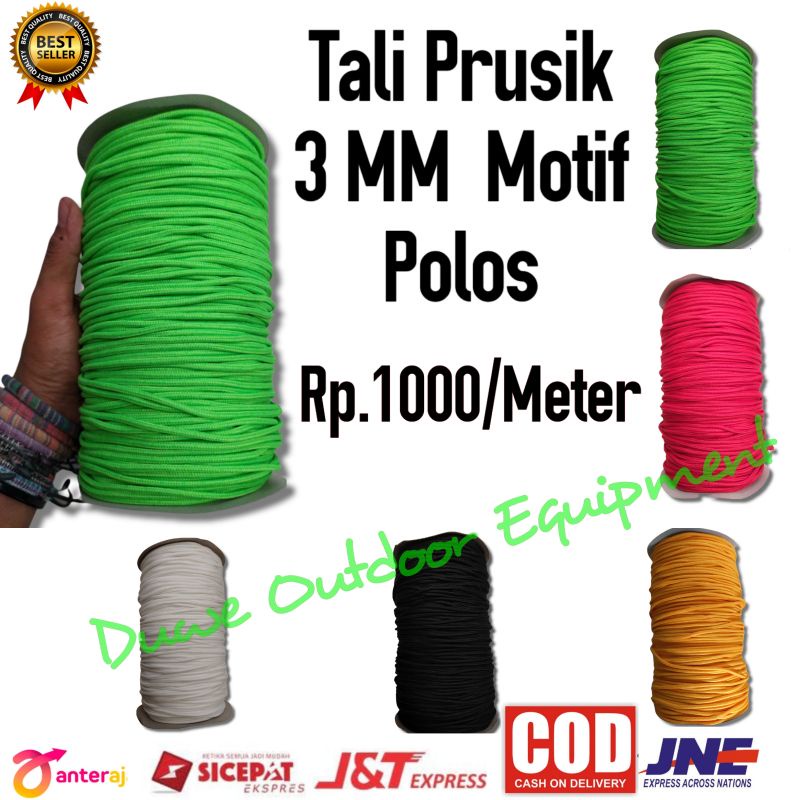 TENDA Prusik Rope 3mm Motif Per Meter Plain Paracord Tent Rope