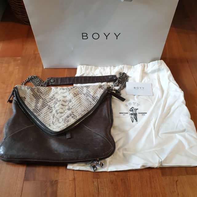 BOYY แท้ 💯% BOYY Bag Slash Medium สีน้ำตาล ลายงู