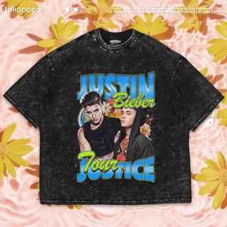 เสื้อยืดผ้าฝ้ายพิมพ์ลายขายดี เสื้อยืด ลาย Justin BIEBER TOUR JUSTICE OVERSIZE | เสื้อยืด ขนาดใหญ่ | เสื้อยืด ซักได้ | หิ