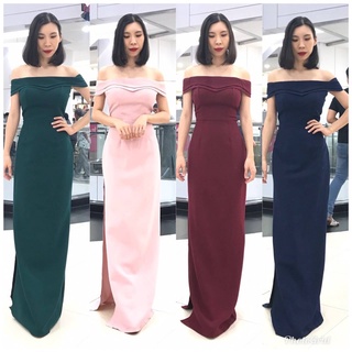 🔴ทักถามสต็อคก่อนจ่ายเงิน🔴S M L XL Maxi อกหัวใจสองชั้น  เปิดบ่า ผ้าเครปเกาหลีอัดกาว ทรงเข้ารูป เดรวไปงาน เดรสเพื่อนเจ้าสา