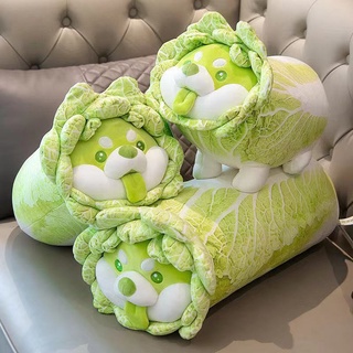 JFMM High Quality Internet Celebrity Cabbage Dog Doll Cute Puppy Plush Toy Ragdoll Sleeping Pillow for Girls Born