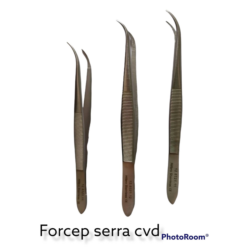 Hilbro 12.0321 MICRO FORCEP SERRATED CVD ปากคีบโค้ง ฟอร์เซฟโค้ง ปากคีบขนาดเล้กแบบโค้ง