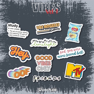 สติกเกอร์ติดหมวกกันน็อค แล็ปท็อป สเก็ตบอร์ด ลาย GOOD VIBES || Vibes VOL.1