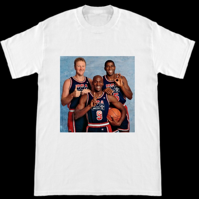 เสื้อยืด พิมพ์ลายทีม Olympic Dream Team Larry Bird Michael Jordan Ervin Magic Johnson 1992 สําหรับผู